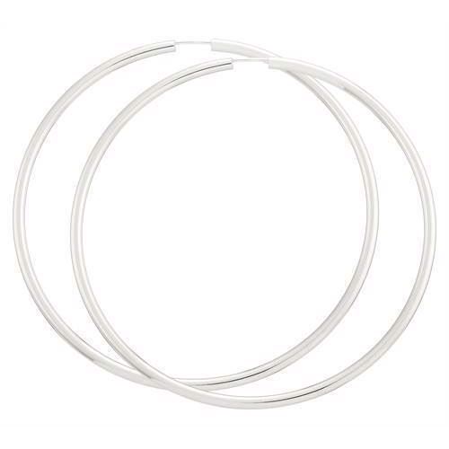 BNH Ladies shiny 925 sterling silver Ear creoles, Ø 70 mm x 2.5 mm